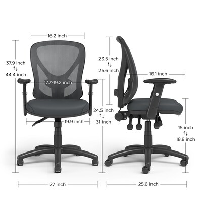 Union & Scale™ Essentials Ergonomic Fabric Swivel Task Chair, Black  (UN56947)
