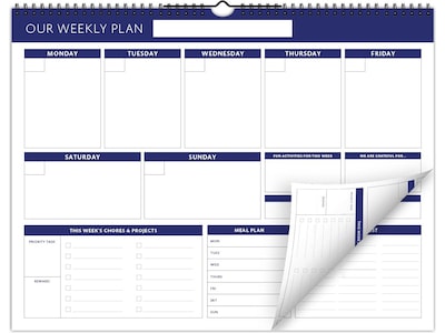 Global Printed Products 17 x 13 Weekly Planner, White/Blue (SPLS-0079)