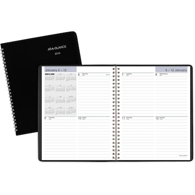 2026 AT-A-GLANCE DayMinder 7 x 8.75 Weekly Planner, Faux Leather Cover, Black (G535-00-26)