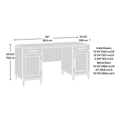 Sauder Tiffin Line 60"W Double Pedestal Desk, Raven Oak (433266)