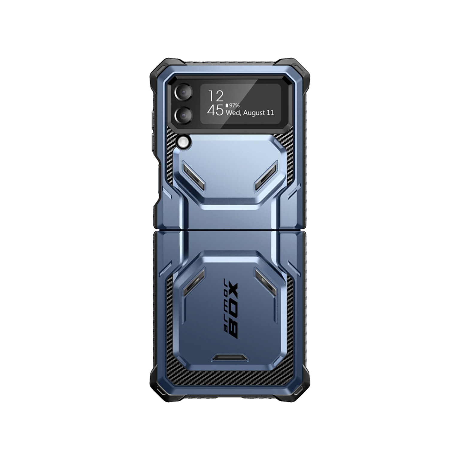 i-Blason Armorbox Metallic Blue Rugged Case for Samsung Galaxy Z Flip4 (Galaxy2022-ZFlip4-5G-Armorbox-Tilt)
