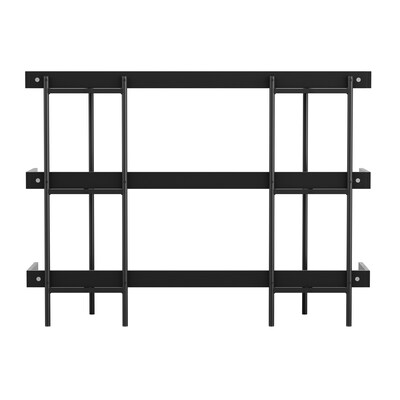 Martha Stewart Emmett 35" 3-Shelf Storage Display Unit Bookcase, Black Engineered Wood/Oil-Rubbed Bronze Metal (JN2542B3BKBK)