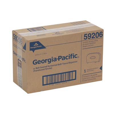 Georgia-Pacific Two Roll Side-by-Side Covered Bathroom Tissue Dispenser, Translucent Smoke (59206)