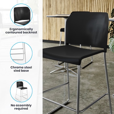 Flash Furniture Hercules Kenai Classic Plastic Stacking Full Back Bar Stool, Black (RUT239AHBSBKCR)