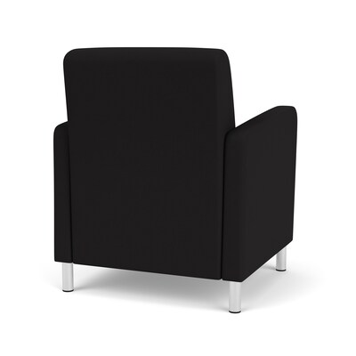Lesro Ravenna Fabric Guest Chair, Open House Black/Brushed Steel (RV1101.FBS-01OHBK)