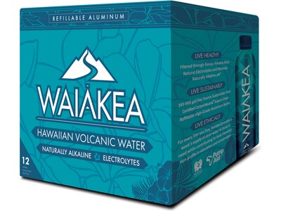 Waiakea Hawaiian Volcanic Water, 22.6 oz., 12 Bottles/Carton (856001)