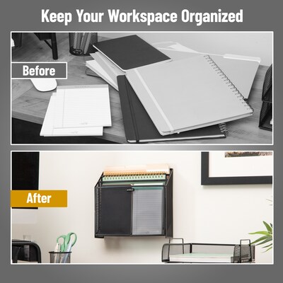 Mind Reader 3-Pocket Metal Mesh Mountable Wall File, Letter Size, Black (WAFIST3-BLK)