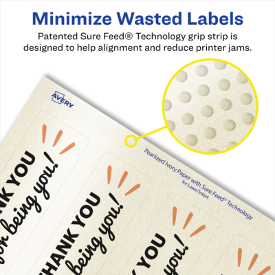 Avery Pearlized Ivory Rectangle Multipurpose Labels, 9.75" x 1.25", Ivory, 50/Pack (94262)