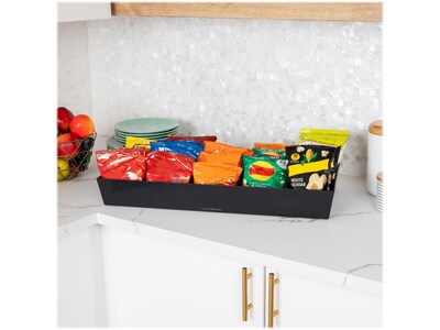 Mind Reader Plastic Snack Tray Countertop Organizer Condiment Holder, Black (SNACKORGT-BLK)