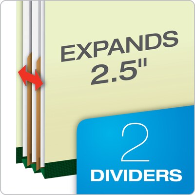 Pendaflex Classification Folder, 2-Dividers, Letter Size, Light Green, 10/Box (17173EE)