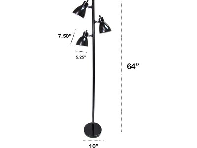 Creekwood Home Essentix 64" Metal Floor Lamp with Cone Shades (CWF-3002-BK)