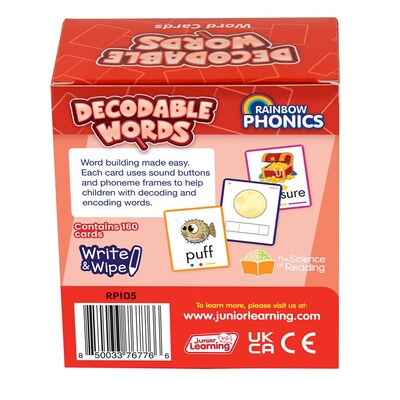 Junior Learning Rainbow Phonics Decodable Word Cards (JRLRP105)