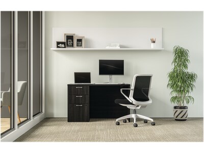 HON Mod 48"W Single-Pedestal Desk, Java Oak (HLPLDS4830BBFJA1)
