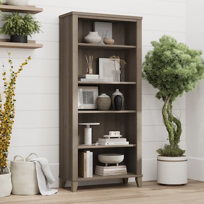 Bush Furniture Somerset 65.2"H 5-Shelf Bookcase with Adjustable Shelves, Ash Gray Laminated Wood (WC81665)