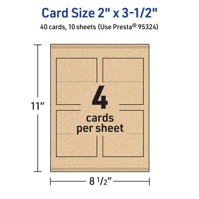 Avery Integrated Cards, 2" x 3.5", Matte Kraft Brown, 40/Pack (95324)