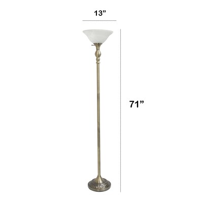 Lalia Home Classic Light Torchiere Floor Lamp with Marbleized Glass Shade, Antique Brass (LHF-3001-AB)