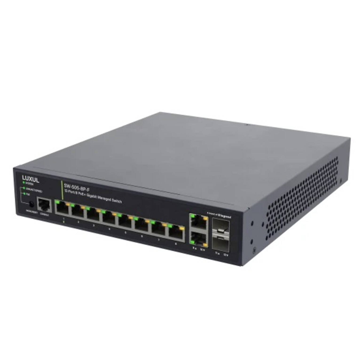 Luxul Legrand 8 PoE+ 1Gb L2/L3 Managed Switch US Power Cord, Black (SW-505-8P-F)