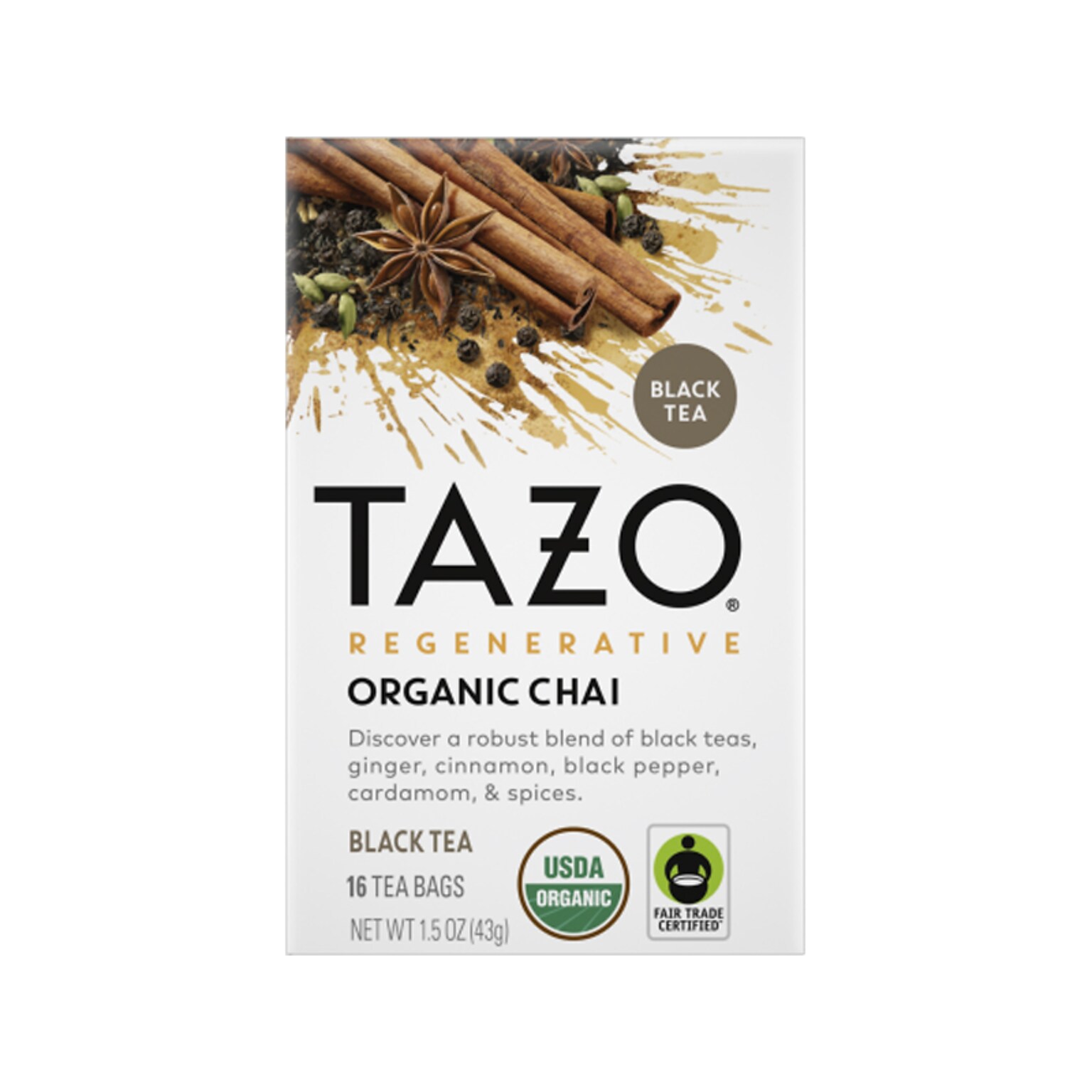 Tazo Black Tea, Tea Bag, 1.5 Oz., 16/Box (10794522003058)