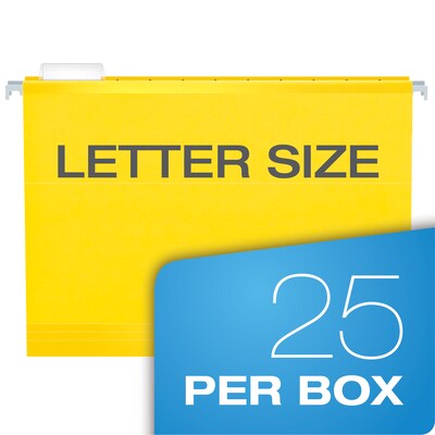 Pendaflex Reinforced Hanging File Folders, 1/5 Tab, Letter Size, Yellow, 25/Box (PFX 4152 1/5 YEL)