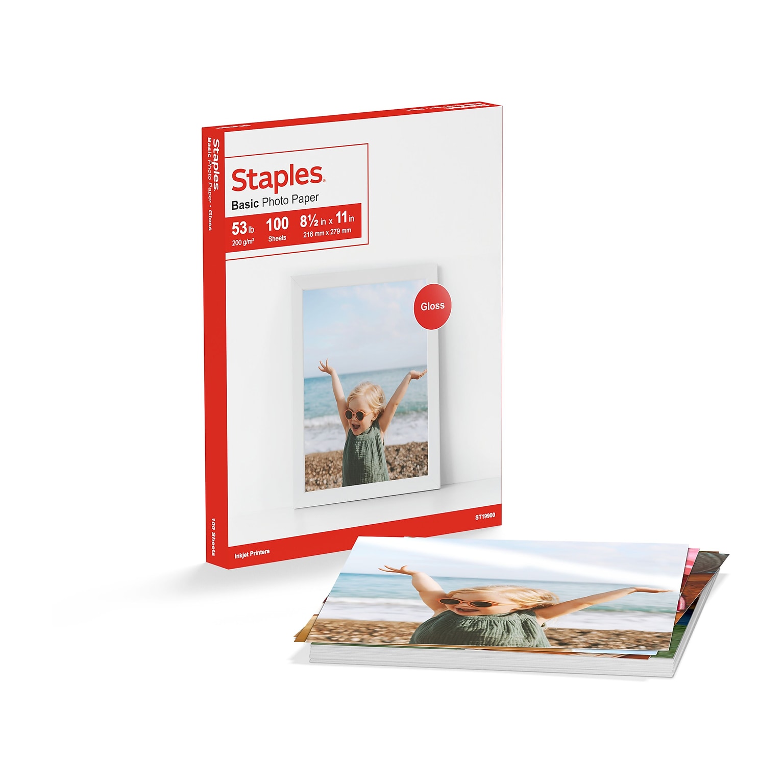 Staples Basic Glossy Photo Paper, 8.5W x 11L, 100/Pack (19900/13607)