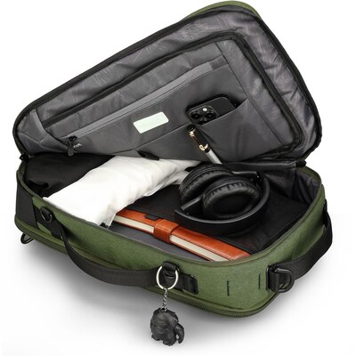 Swissdigital BERG Hybrid Briefcase Laptop Compatible Backpack, Large, Dark Green (SD1649-23)