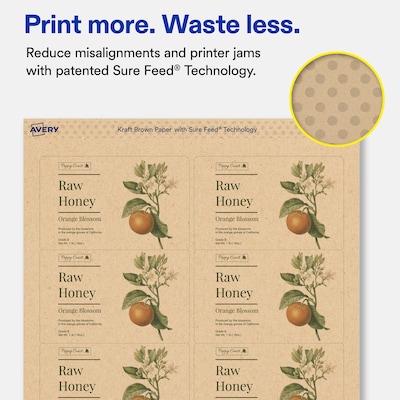 Avery Rectangle Laser/Inkjet Multipurpose Labels, Kraft Brown, 8 Labels/Sheet, 25 Sheets/Pack (19479311164)