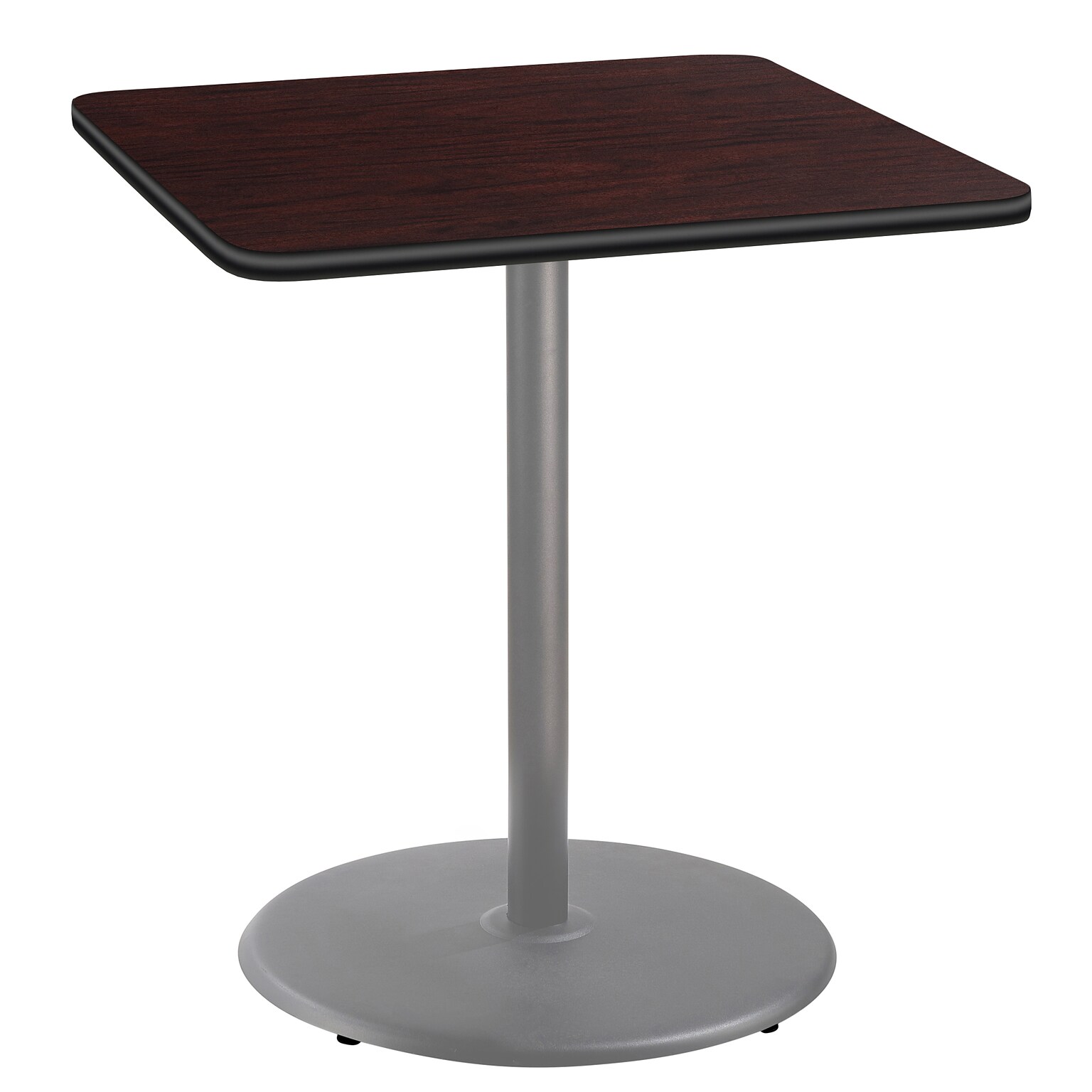 NPS CT Series 36 Square 42 Height Cafe Table, Round Base, Grey Frame/Mahogany Top (CTG33636RBPBTMMY)