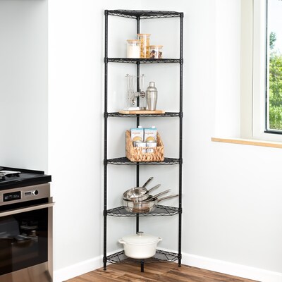 Honey-Can-Do 6-Tier Compact Triangle Corner Shelving Unit, Black (SHF-10005)