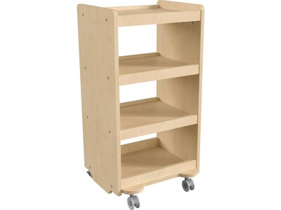 Flash Furniture Bright Beginnings Mobile 4-Tier Storage Cart, 31.5H x 16W x 16D, Natural Birch Pl