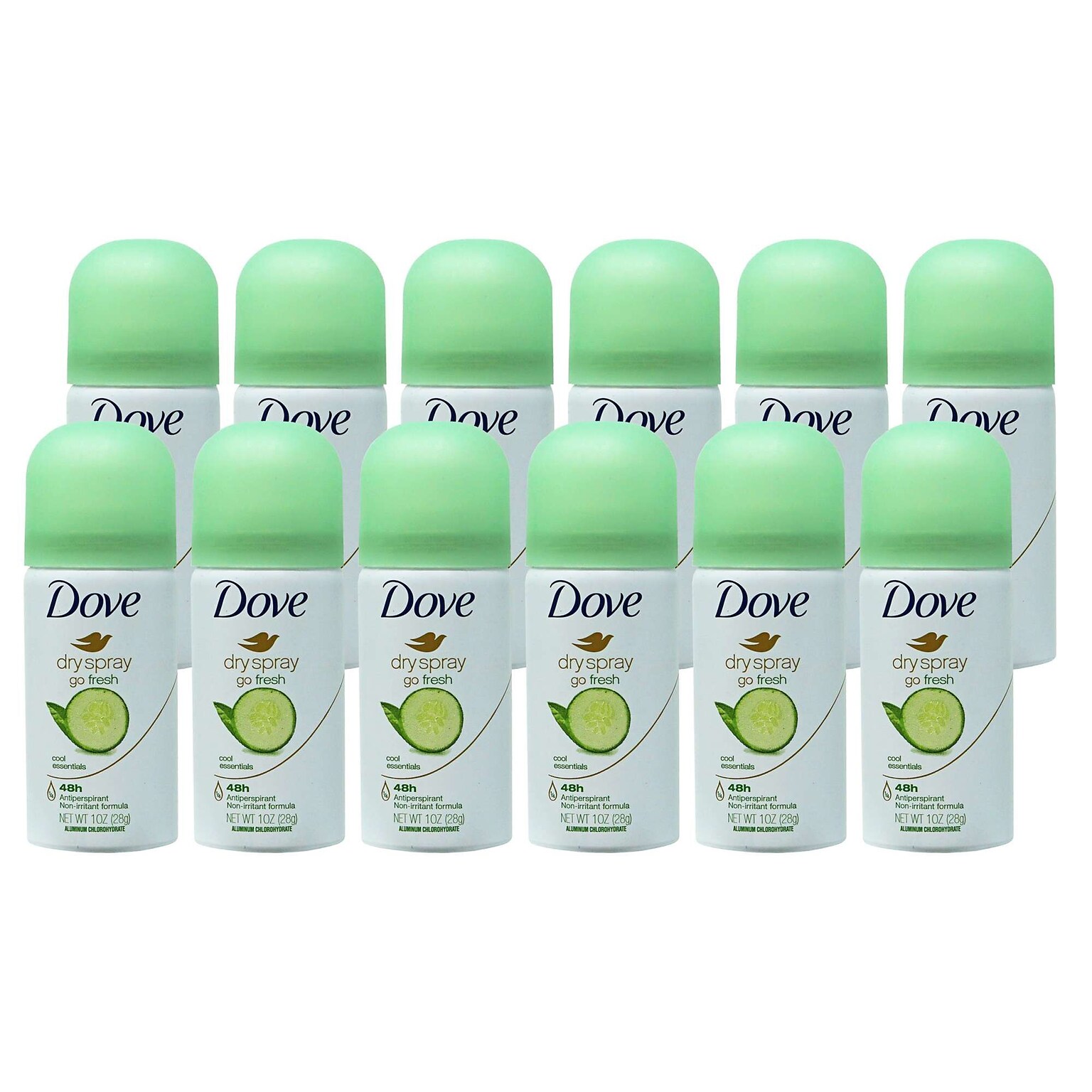 Dove Womens Dry Spray Cool Essentials Antiperspirant, 1 oz Can, 12 Cans/Bag, 18 Bags/Carton