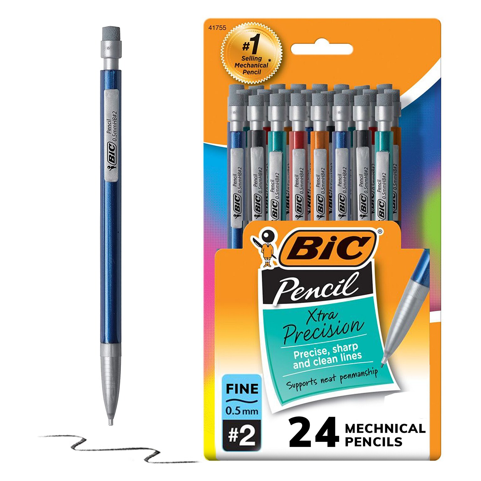 BIC Xtra Precision Mechanical Pencils, 0.5mm, #2 Hard Lead, 24/Pack (MPLMFP241-BLK)