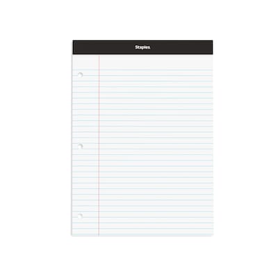 Staples Perforated Notepad, Narrow Ruled, White, 5 x 8, 12/Pack
