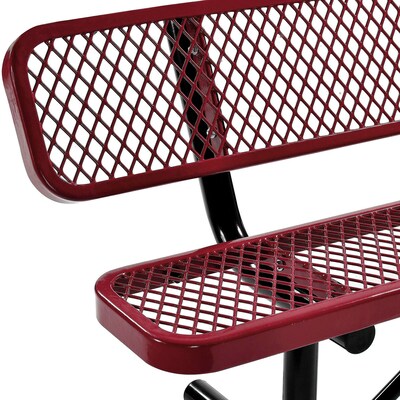 Global Industrial 6' Outdoor Steel Bench w/ Backrest, Expanded Metal, Red (277154RD)