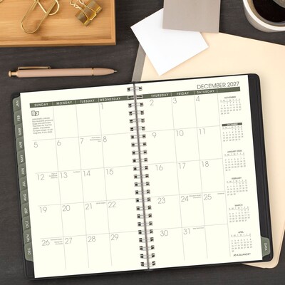 2027 AT-A-GLANCE Recycled 5" x 8" Weekly & Monthly Appointment Book Planner, Faux Leather Cover, Black (70-100G-05-27)