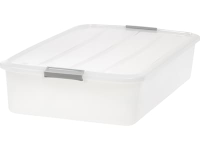 Iris 50 Qt. Latch Lid Underbed Storage Box, Clear/Gray (BCB-UB)