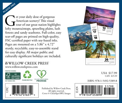 2026 Willow Creek America the Beautiful 6.2 x 5.4 Day-to-Day Calendar (53898)