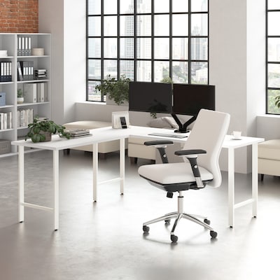 Bush Business Furniture Hustle 72"W Computer Desk with Metal Legs, White (HUD172WH)