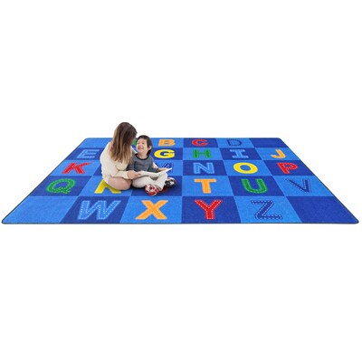 Joy Carpets Patchwork Letters Nylon 5'4" x 7'8" Machine Tufted Rug, Multicolored (1953C)