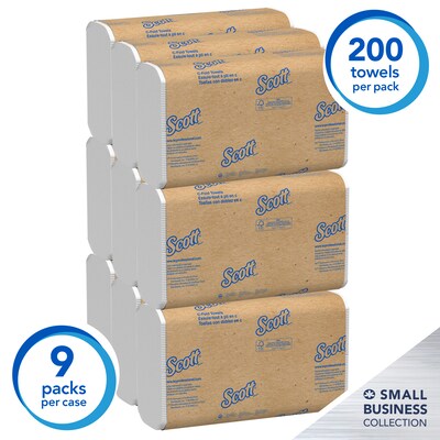 Scott Essential Recycled C-Fold Paper Towels, 1-Ply, 200 Sheets/Pack, 9 Packs/Carton (03623)