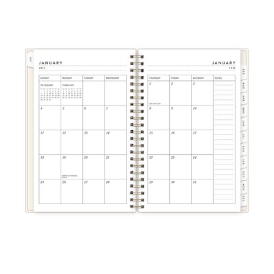 2026 Blue Sky Bespoke Letterpress Cream Hearts 5" x 8" Calendar Year Weekly & Monthly Planner, Plastic Cover (156228)