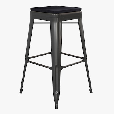 Flash Furniture Cierra Industrial Metal Indoor Bar Height Stools without Back, Black, 4-Pieces/Pack (4ET32030BKRPL2B)