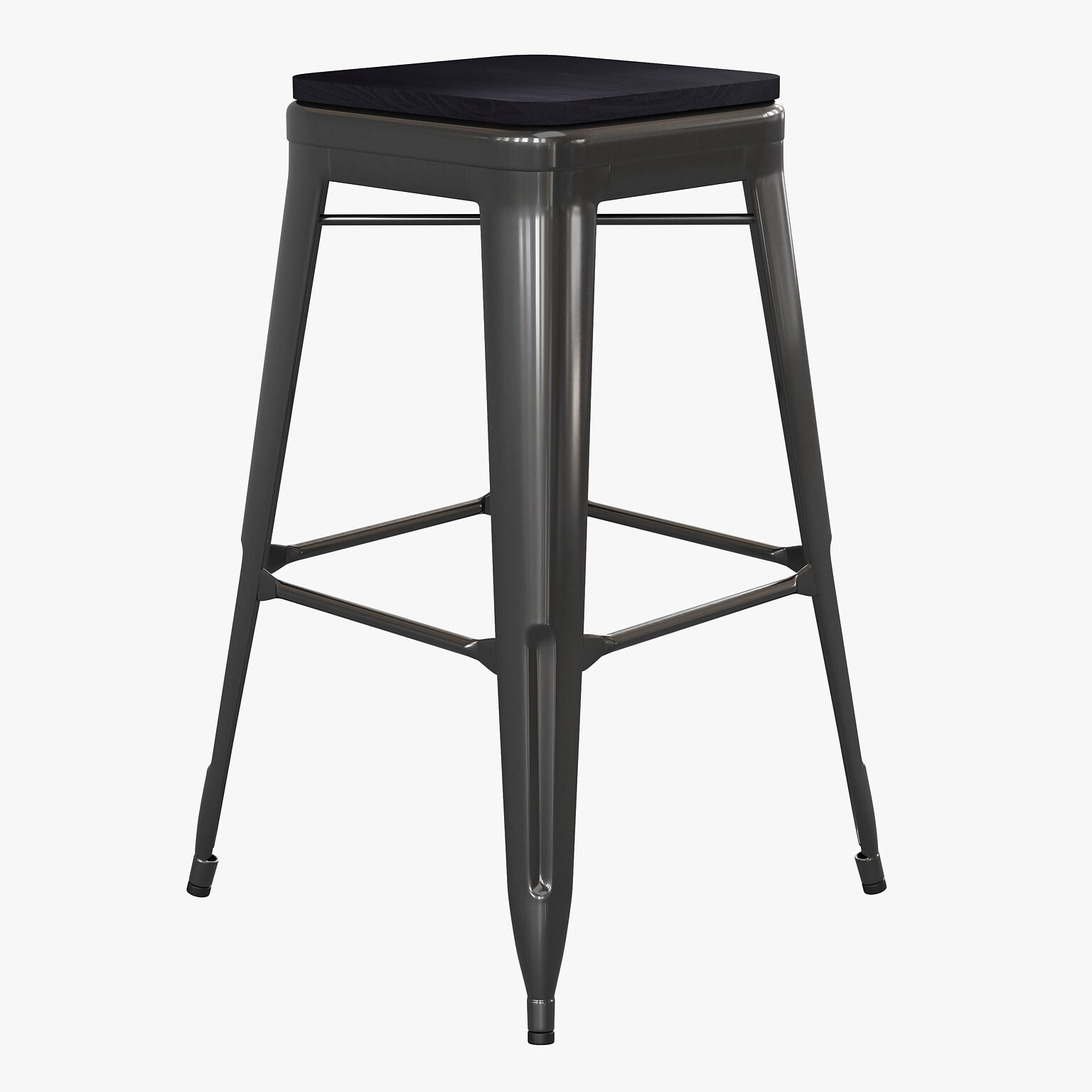Flash Furniture Cierra Industrial Metal Indoor Bar Height Stools without Back, Black, 4-Pieces/Pack (4ET32030BKRPL2B)