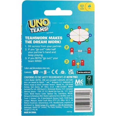 Mattel Uno Teams Game, Assorted Colors (W15310)