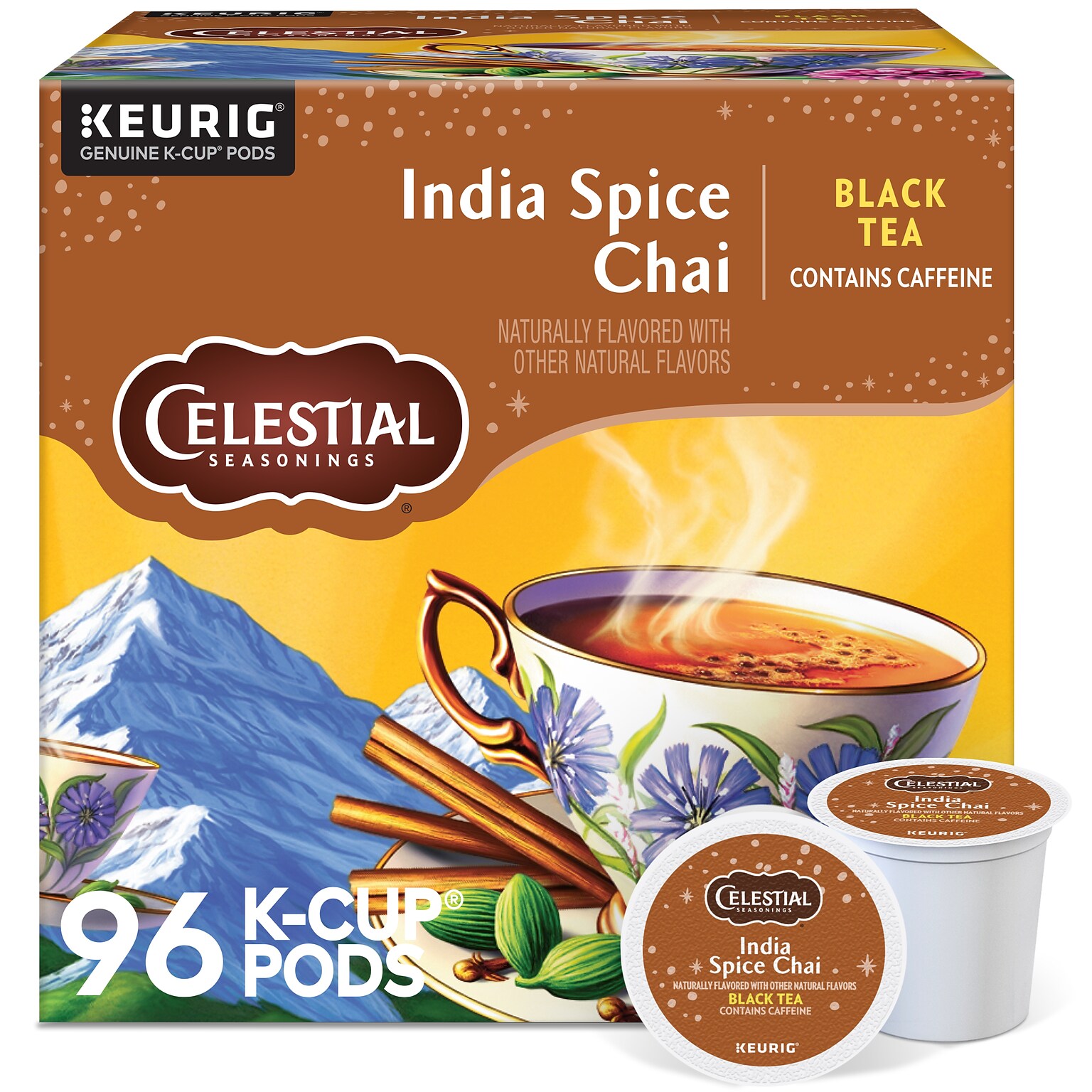 Celestial Seasonings India Spice Chai Herbal Tea, Keurig® K-Cup® Pods, 96/Carton (14738)