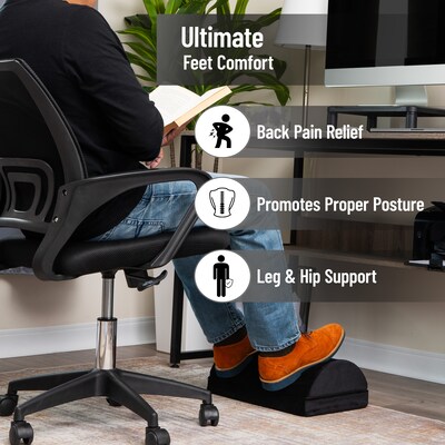 Mind Reader Adjustable Height Air-Cloud Memory Foam Footrest, Black (FTPLUSH-BLK)