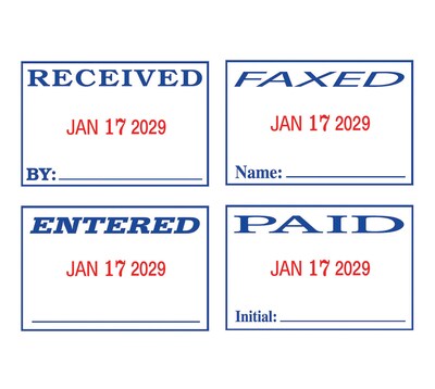2000 Plus S 360 Dater, RECEIVED, PAID, ENTERED, FAXED, Blue and Red Inks (032519)