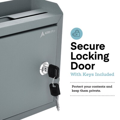 AdirOffice Steel Multipurpose Drop Box Interoffice Mailbox, Medium, Gray (631-02-GRY-PKG)