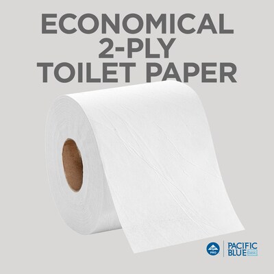 Pacific Blue Basic High Capacity Toilet Paper, 2-Ply, White, 1000 Sheets/Roll, 48 Rolls/Carton (19448/01)