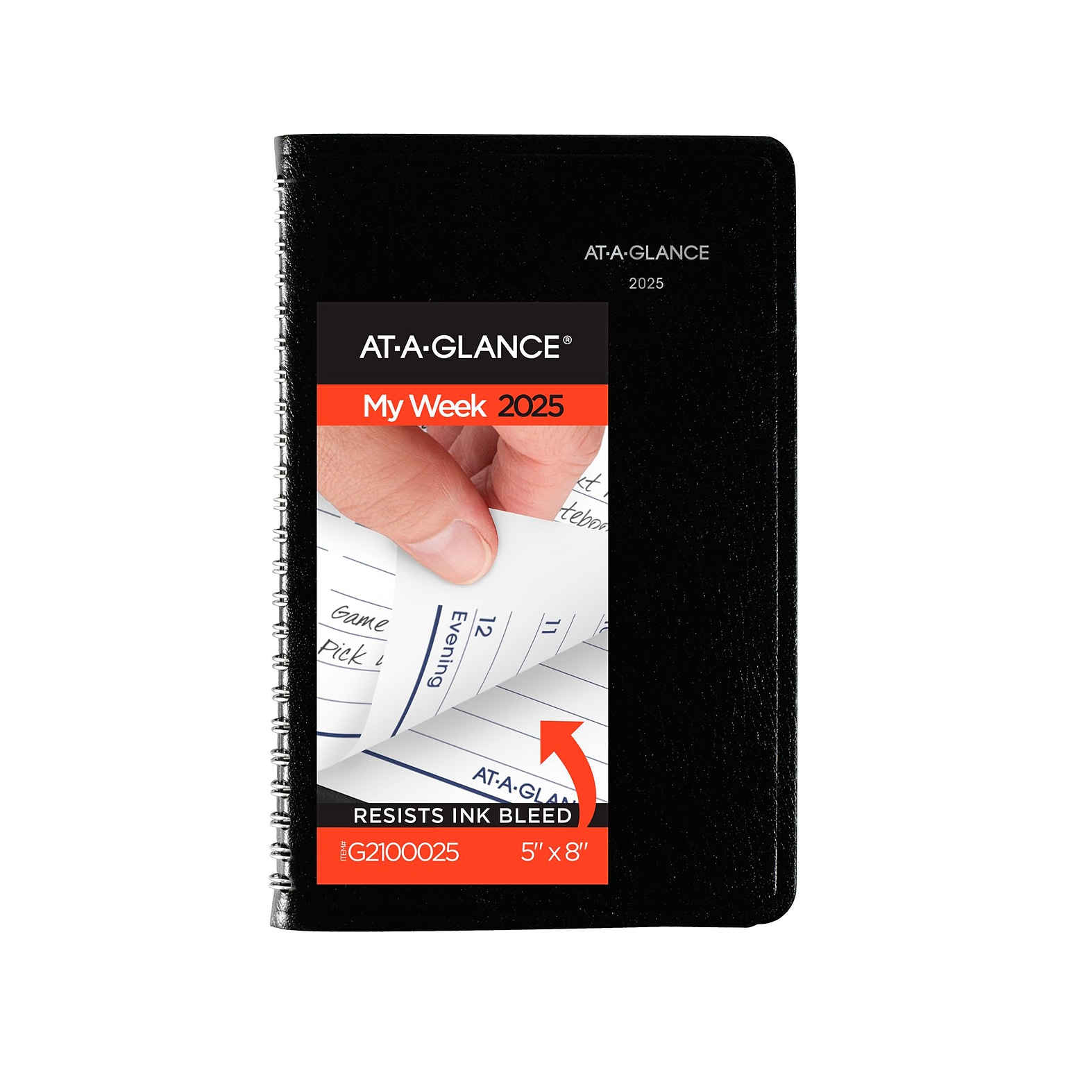 2025 AT-A-GLANCE DayMinder 5 x 8 Weekly Appointment Book, Faux Leather Cover, Black (G210-00-25)
