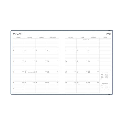 2027 Blue Sky Fabric 8" x 10" Calendar Year Weekly & Monthly Standard Planner, Fabric Cover, Steel Blue (159443)